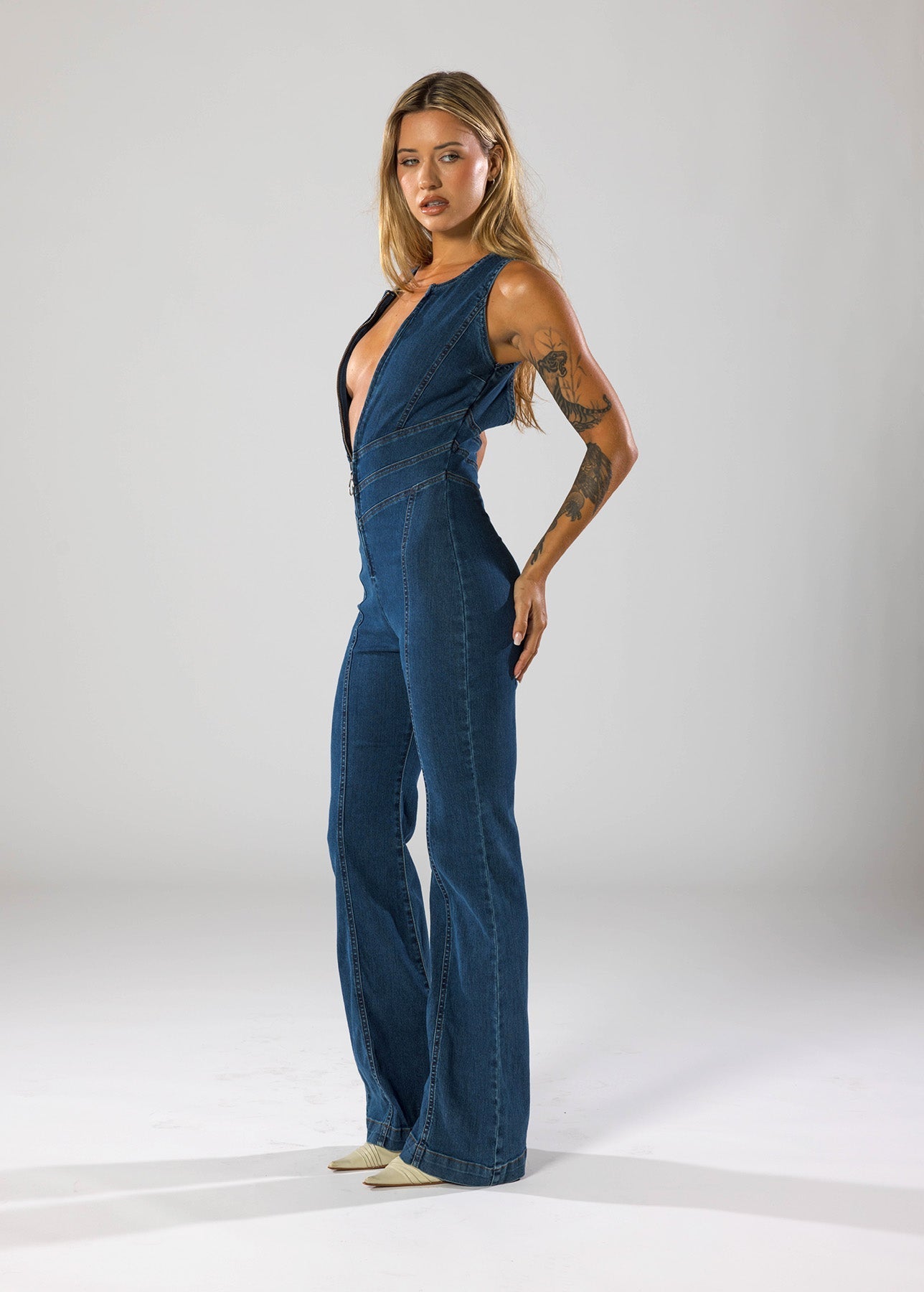 Retro Style Denim Jumpsuit