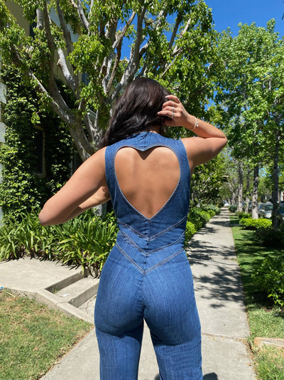 Retro Style Denim Jumpsuit